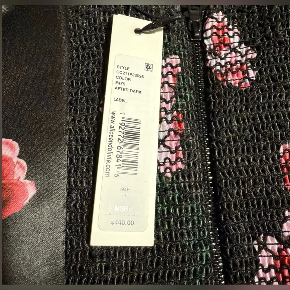 Alice + Olivia Floral Puff Sleeve Sheer Crop Top - Picture 7 of 11